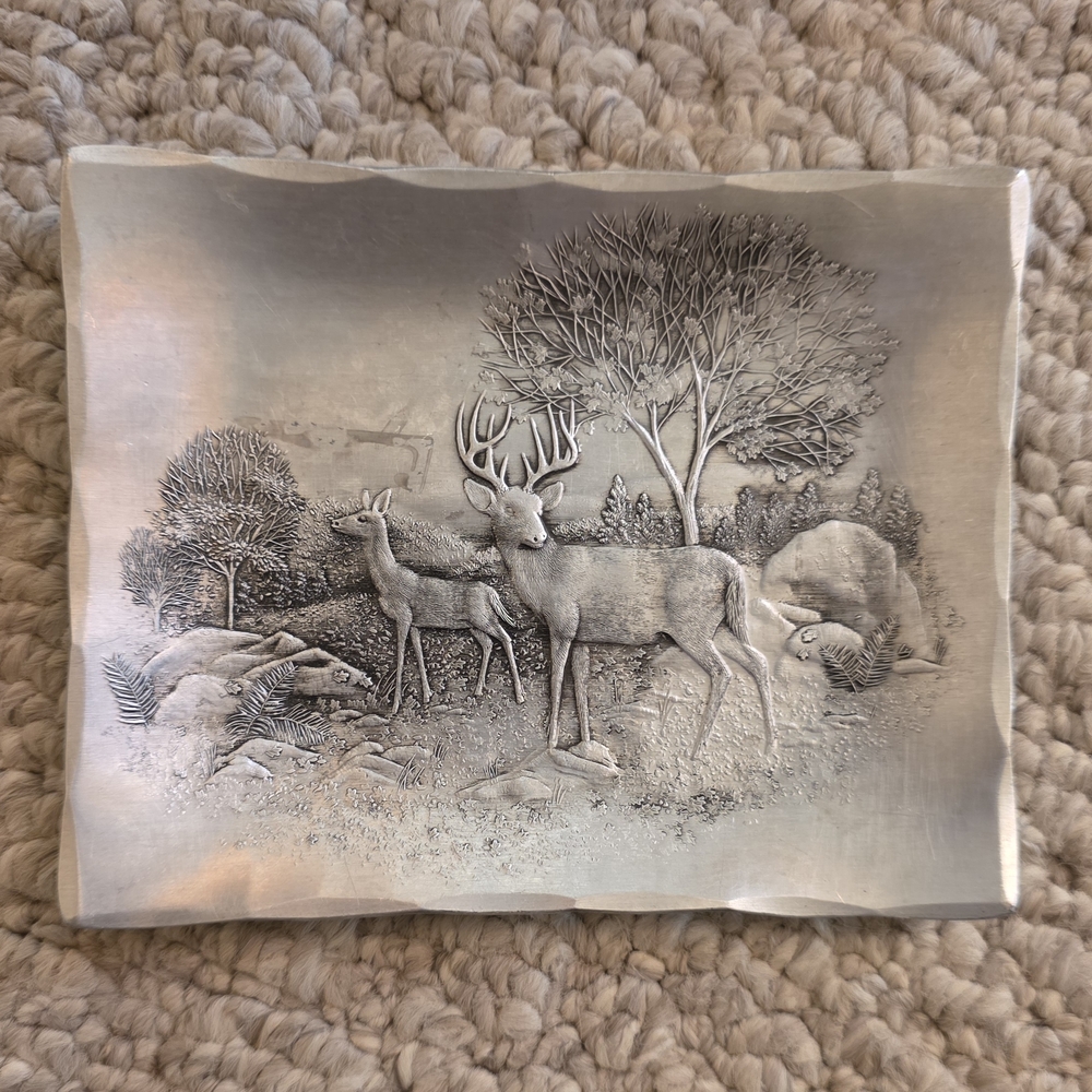 Handmade Pewter Engraved small nightstand dish